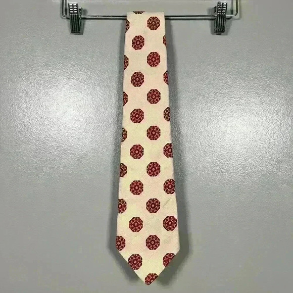 Webster Other - VINTAGE 60s 70s WEBSTER Tie Cream Red Symbol Print Hipster Mod 56" x 4"